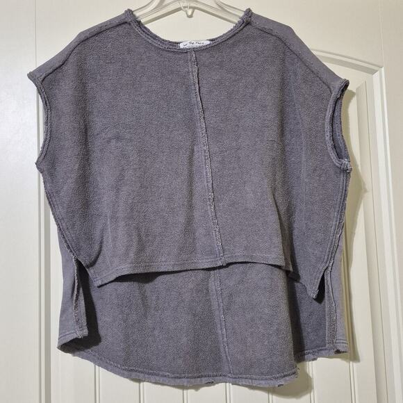 We The Free Terry Cloth Tank Oversized Charcoal Sleeveless Hi-Low Relaxed Edgy - Picture 1 of 9